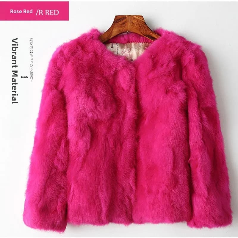 Cappotto Corto in Pelliccia da Donna, Nuovo Stile Autunno Inverno 2019, Lavorazione in Pelle e Pelliccia Integrata, Modello Regular