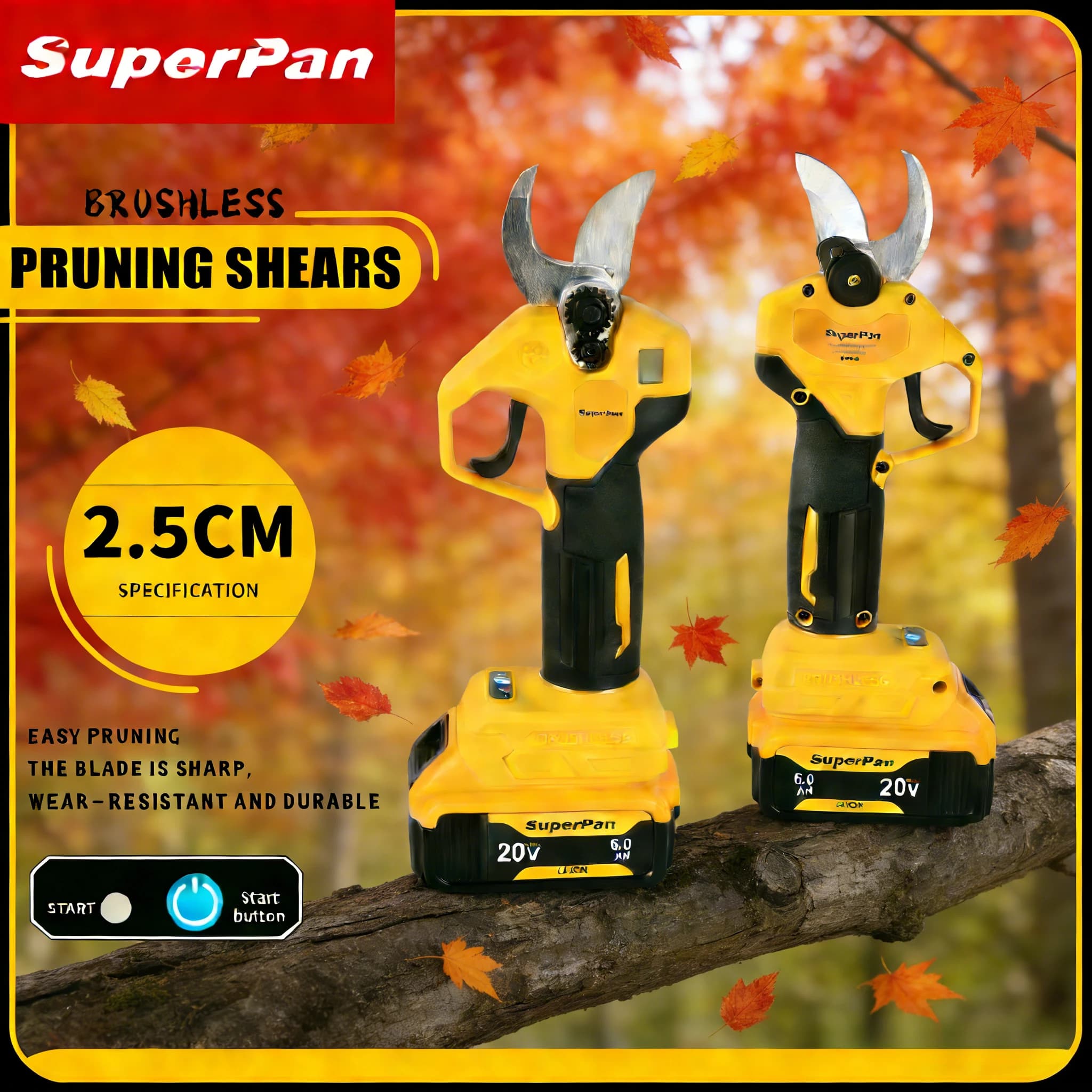 SuperPan Battery Electric Scissors, 120 Minute Cuts, 4 Garden Power Speed, Compatible with Dewalt Battery 20V