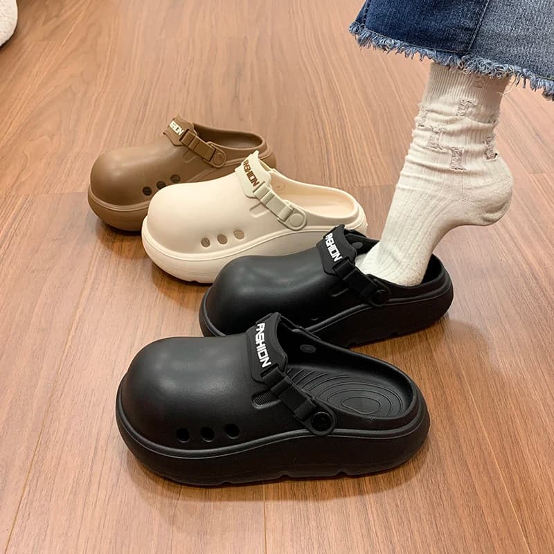 Sandali Clog da Donna di Design — Ciabatte Estive Antiscivolo da Esterno con Punta Chiusa e Suola Comoda, Morbida e Resistente