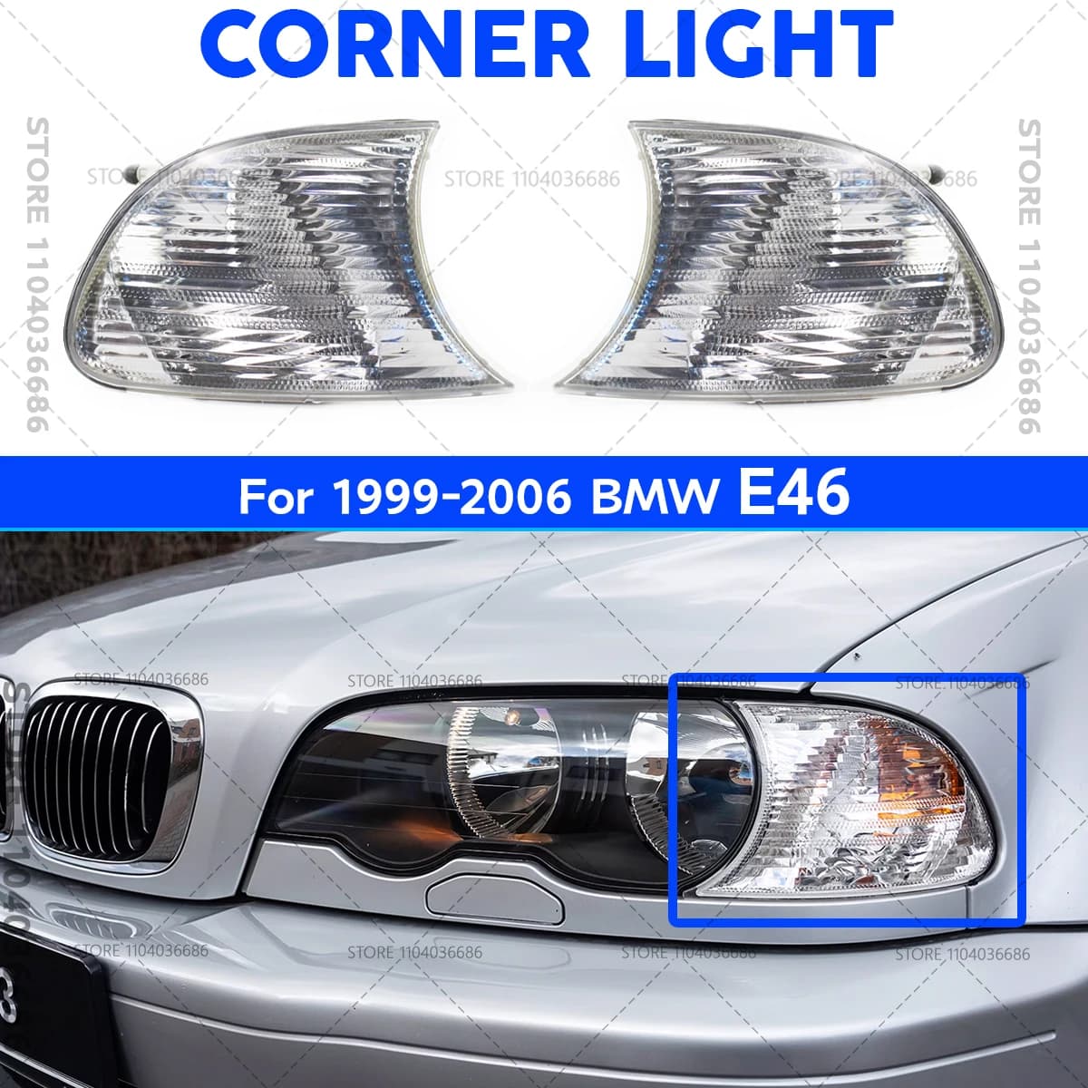 For 1999-2006 BMW 323Ci 325Ci 328Ci 330Ci E46 Turn Marker Signal Blinker Corner Parking Light Lamp 63126904307 63126904308