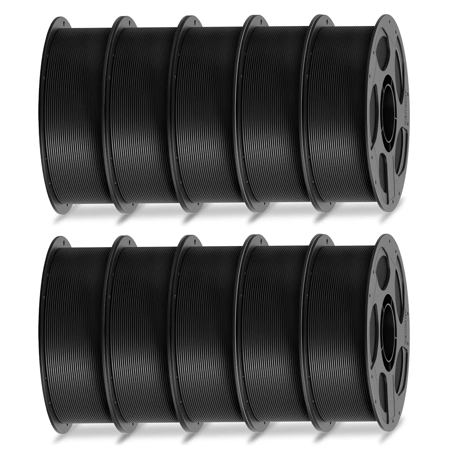 PLA Filament 1.75mm Bundle, 3D Printer Filament 1.75mm Dimensional Accuracy +/- 0.02mm, 1KG Reusable Spool (2.2 lbs), 10KG Black