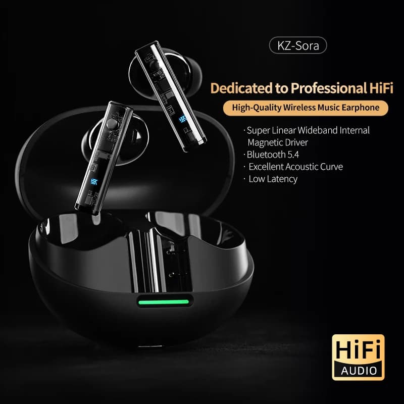 KZ Sora Bluetooth 5.4 Wireless Gaming Low latency Dual Mode Music Auricolari HiFi Sport Auricular in-ear with microphone