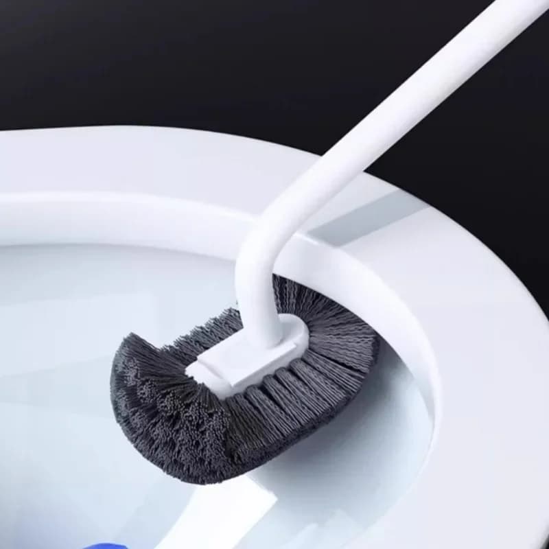 Spazzola per WC domestica senza angoli morti, con setole morbide e manico lungo, per la pulizia del WC, da appendere a parete