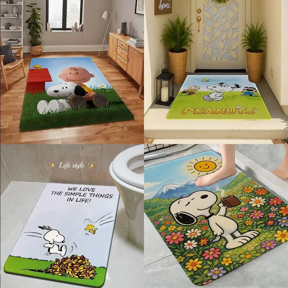 Tappetino d'Ingresso Anime S-Snoopy con Simpatico Cane Cartoon, Stile Nordico, Tappeto per Casa, Bagno, Toilette, Camera da Letto, Hotel