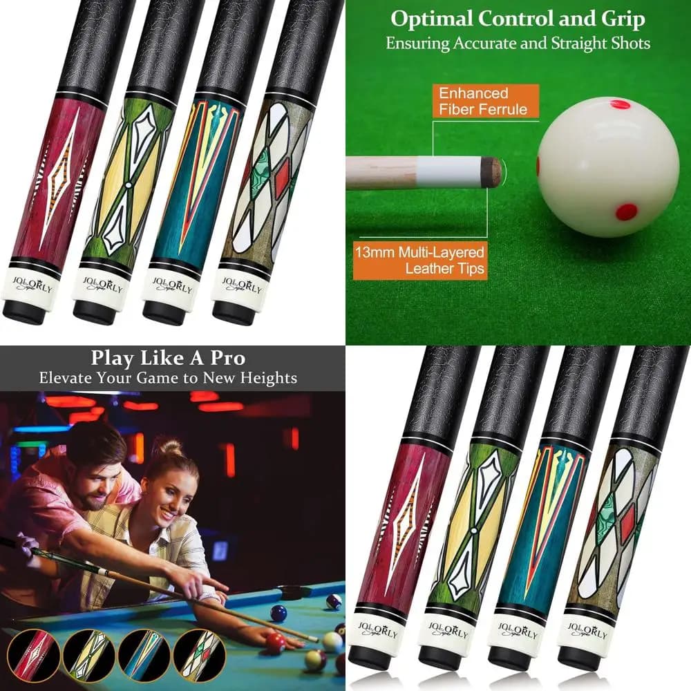 Set di 4 stecche da biliardo in acero canadese 58 con punte da 13 mm, 19 once, personalizzate per il biliardo