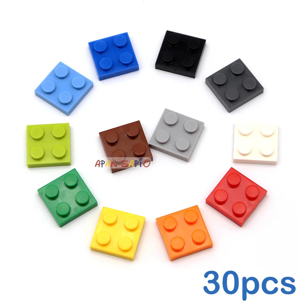 30 pz/lotto FAI DA TE Blocchi di Costruzione Mattoni Sottile 2X2 Assemblaggio Educativo Giocattoli di Costruzione per I Bambini Formato Compatibile Con 3022