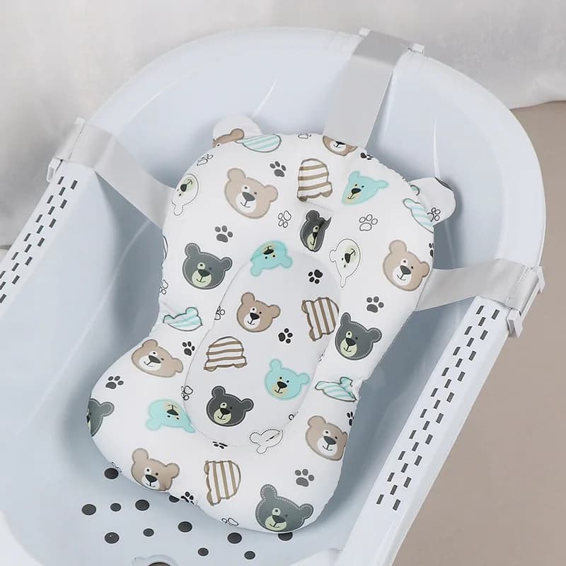 Baby Bath Seat Support Mat Infant Anti-Slip Soft Comfort Body Cushion Foldable Baby Bath Tub Pad Chair Newborn Bathtub Pillow