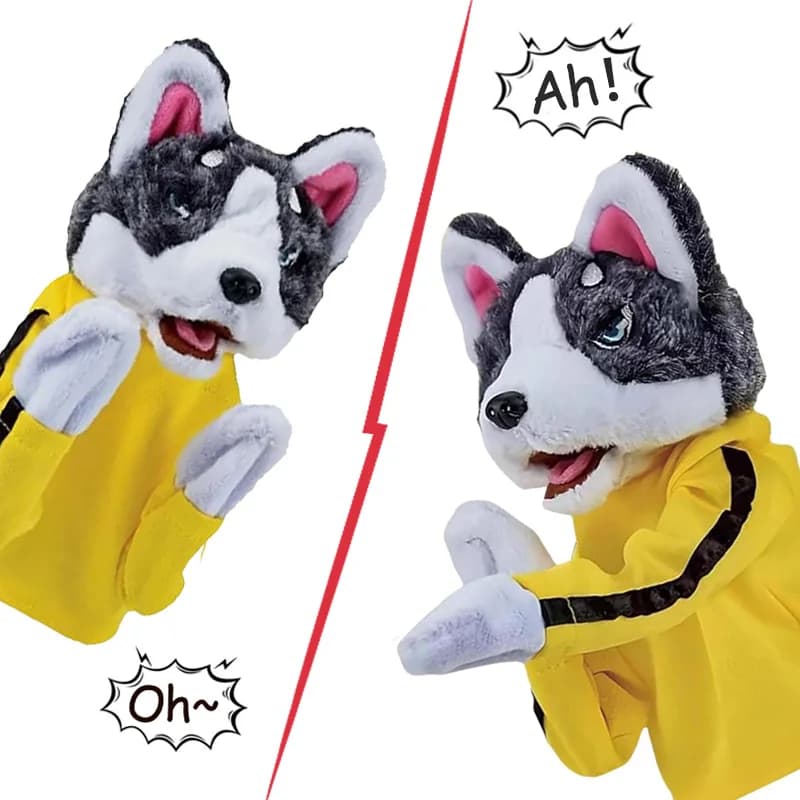 Kid Kung Fu Husky Guanti Giocattolo Combattimento Cane Boxe Burattino a mano Mano Dito Peluche Bambola Battaglia interattiva 1 2 Giocatori Gioco Party