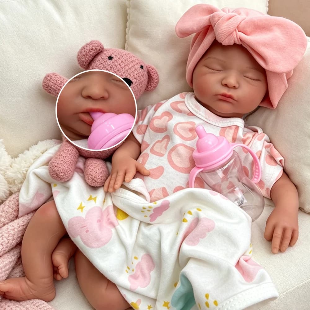 18inch Open Mouth Full Soft Silicone Reborn Doll Real Newborn Look Real Contours Ideal Model for Expectant Parents