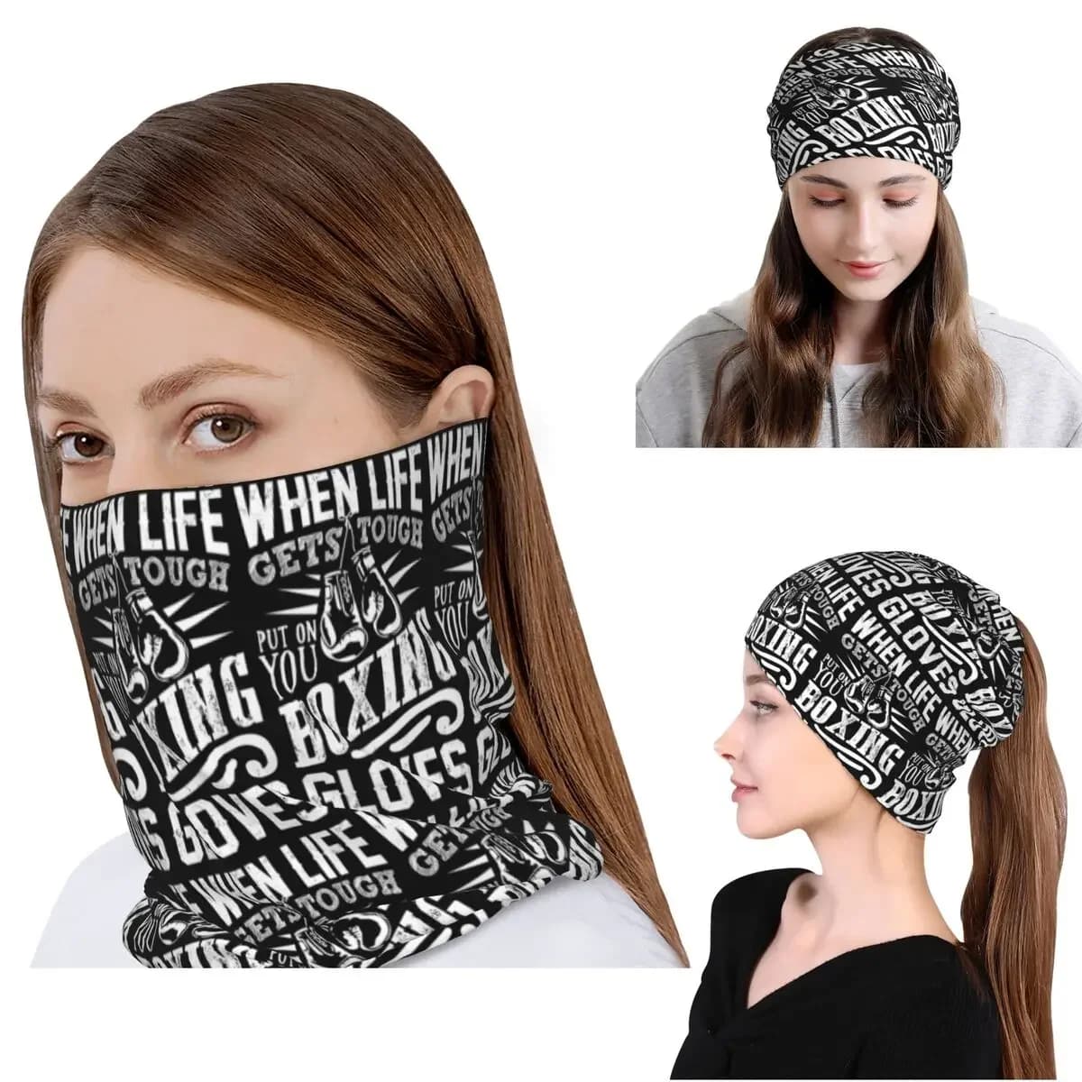 Boxing Gloves Bandana Neck Cover Wrap Scarf Multi-use Cycling Scarf Beanies Hat Unisex Adult Winter