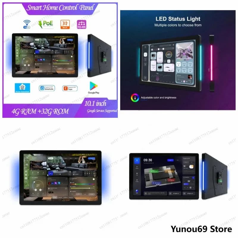 2026 New 10.1 Inch Ultra-Narrow Bezel POE Android Wall Mount Tablet RS485 Smart Home Control Panel For LED Light Automation