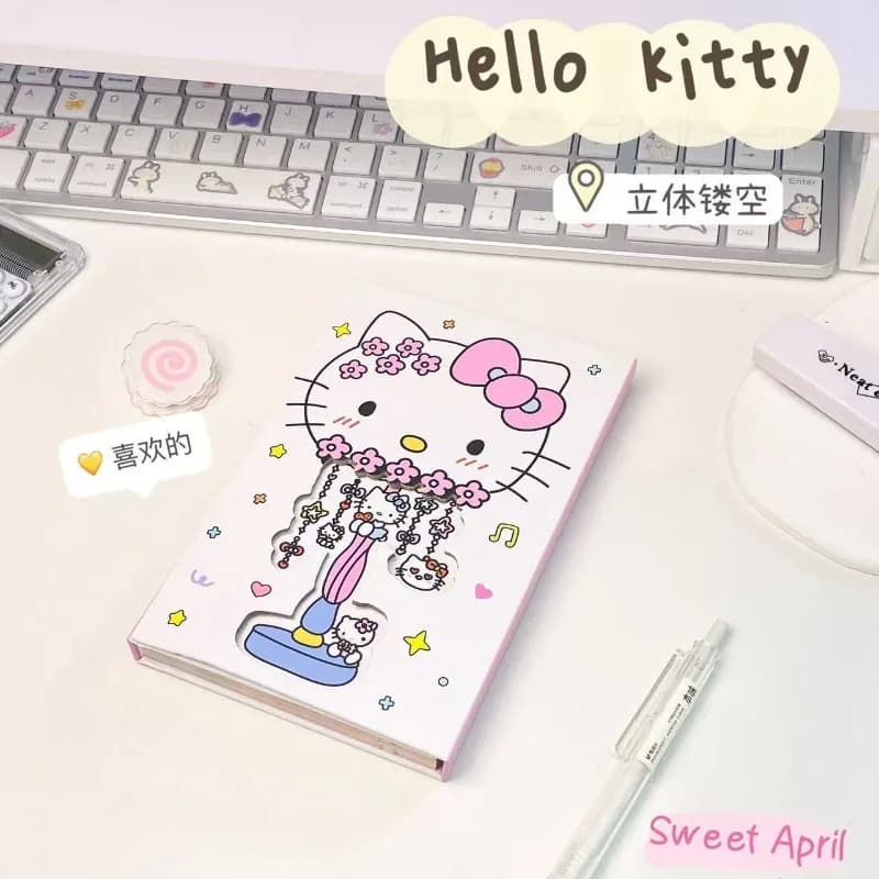 Quaderno Kawaii HelloKitty con Cartoni Animati, Blocco Note Portatile, Cancelleria per Studenti, Diario con Pagine Colorate Spesse per Ragazze