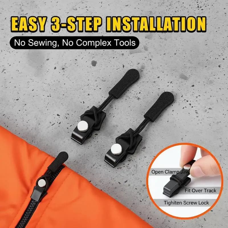 30Pcs Detachable Zipper Slider Pull Universal Zipper Repair Kit Quick Install For Jacket Bags Coat Sewing Supplies