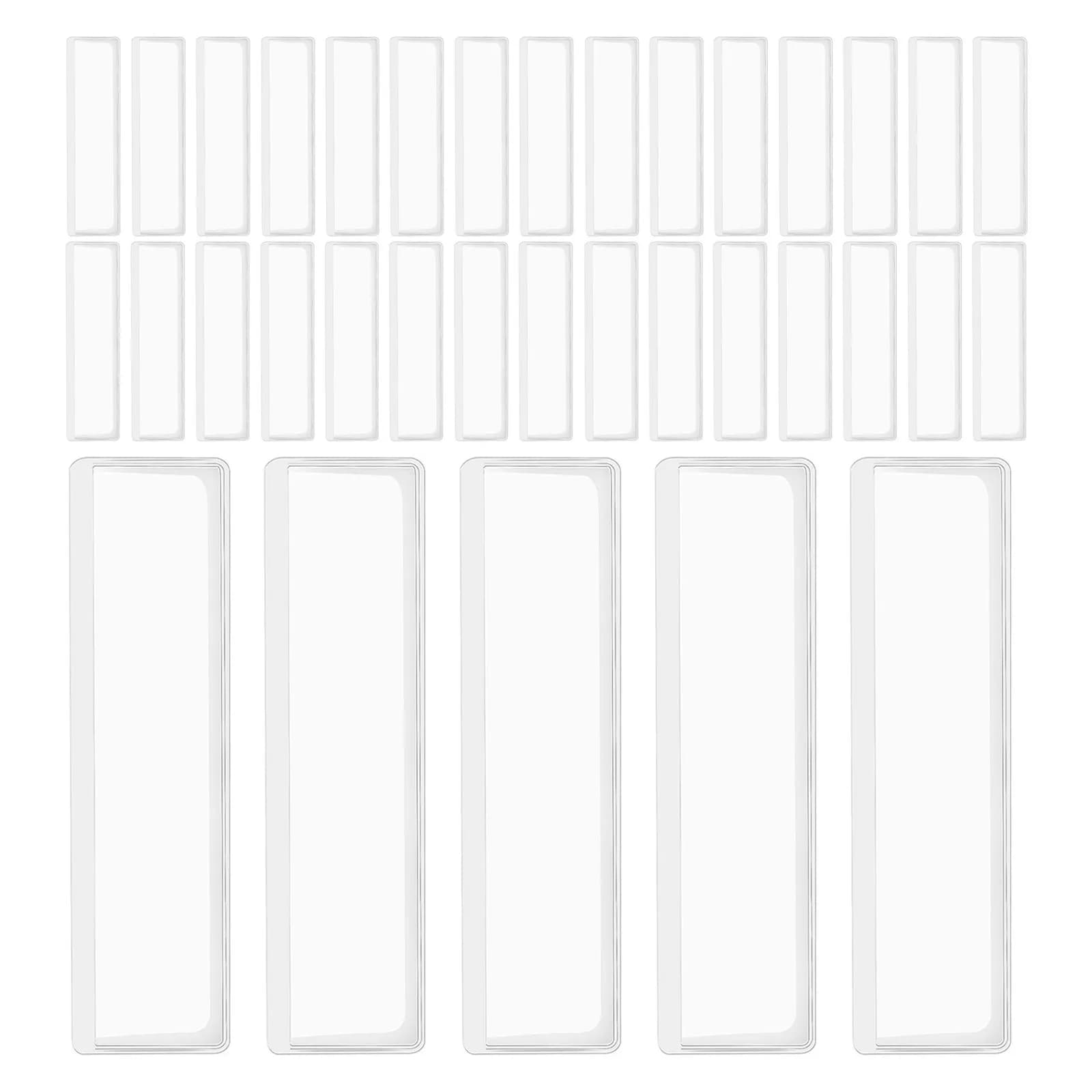 48 Pezzi Tasche Porta Etichette Adesive Trasparenti, Porta Schede Autoadesivi per Organizzazione Libri Biblioteca, Cartelle Scolastiche, Documenti, Cartellini Prezzi