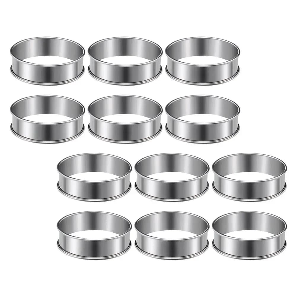Set di 12 Anelli per Salse Pizza in Acciaio Inox, Resistenti alle Alte Temperature e all'Usura, per Preparazione e Cottura Pizza