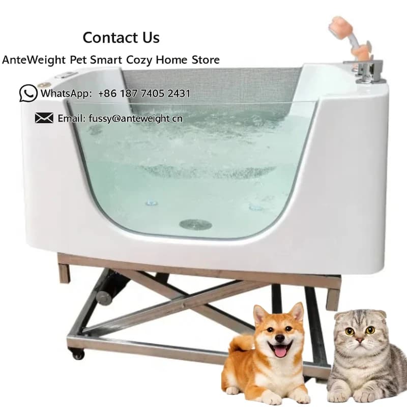 Vasca da Bagno Elettrica per Toelettatura Animali Domestici con Ruote e Massaggio Spa per Saloni di Bellezza per Cani