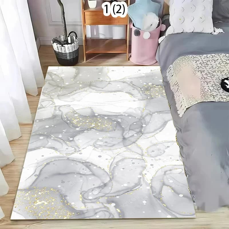 Tappeto di Lusso Antiscivolo Lavabile con Stampa Marmo, Tappetino per Camera da Letto e Bagno, Stile Nordico, Tappetino Minimalista per Cameretta