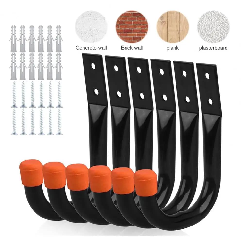 Wall-mounted hooks Heavy duty garage hooks Hanging garage hangers for hanging garden tools with bike ladder