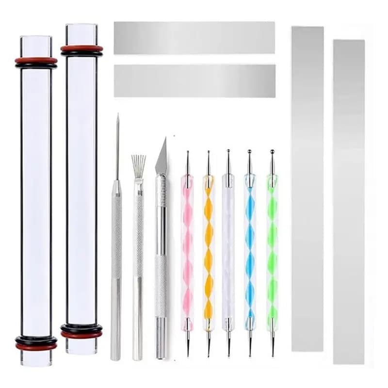 A20F-Clay Tools Set 13Pcs With Acrylic Roller, Tissue Blade, Modelling Tool, Cutter Knife- For Clay Cutting And Sculpting