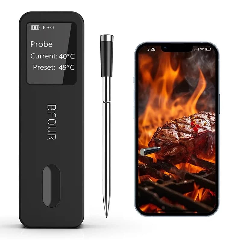 Termometro per alimenti da cucina esterno remoto di vendita caldo, termometro digitale per alimenti per carne da cucina per barbecue, con controllo app Bluetooth