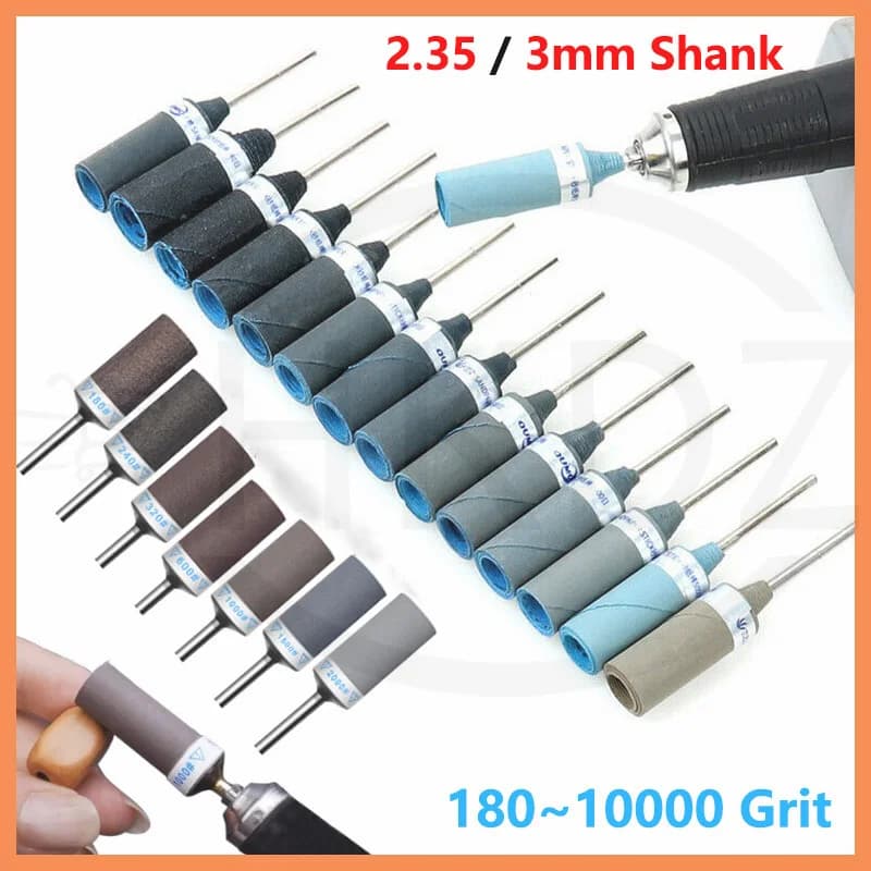 1 Pezzo Tamburo Abrasivo per Levigatura, Grana 180~10000, con Gambo da 2.35mm o 3mm, per Utensili Rotanti, Nastri Abrasivi, Cinghie Abrasive e Teste per Mole