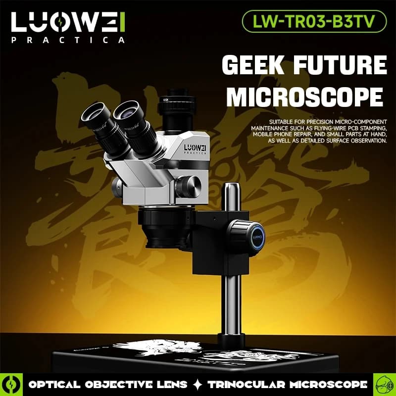LUOWEI LW-TR03-B3TV Geek Future Microscopio Microscopio ad alta definizione Ingrandimento 7-68X per la riparazione di saldatura PCB del telefono cellulare