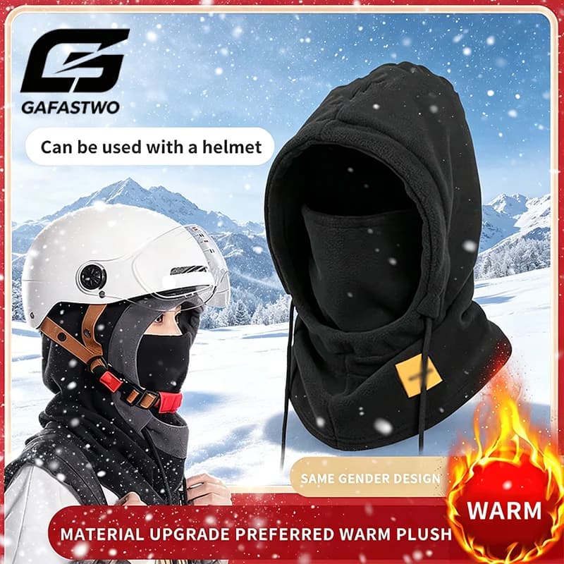 Balaclava Warm Hat Winter Thermal Drawstring Windproof Cycling Neck Gaiter Motorcycling Snow Sports Neck Cover Mask