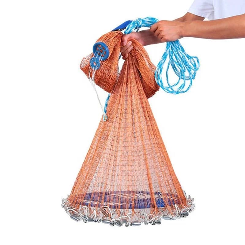 Rete da Lancio per Allevamento Ittico in Nylon Monofilamento, Rete da Pesca Pieghevole con Cordoncino per Carpe