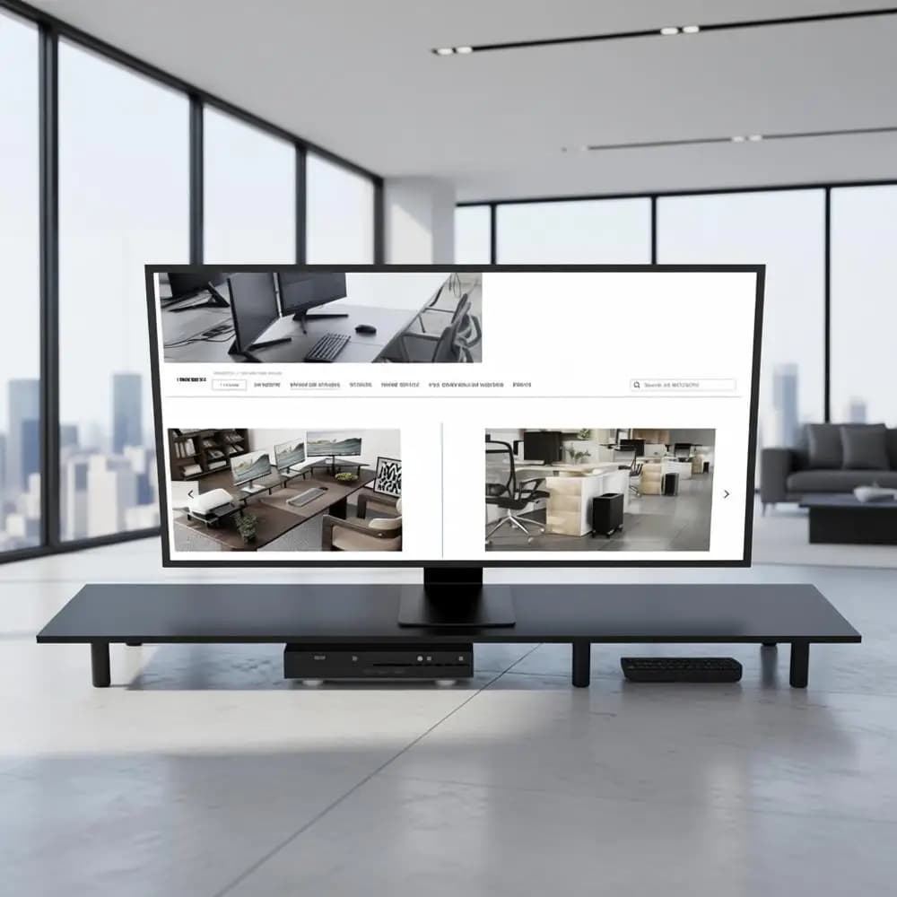 Grande supporto per doppio monitor Riser da 43,3 pollici, archiviazione per ufficio domestico per accessori da scrivania, scrivania in tessuto solido con gambe regolabili per computer