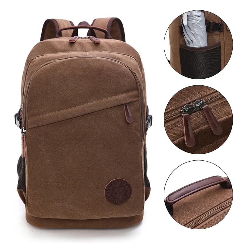 Zaino da uomo alla moda Zaino da viaggio in tela vintage Zaino da arrampicata all'aperto Borsa a tracolla per escursionismo Zaino multiuso per laptop universitario