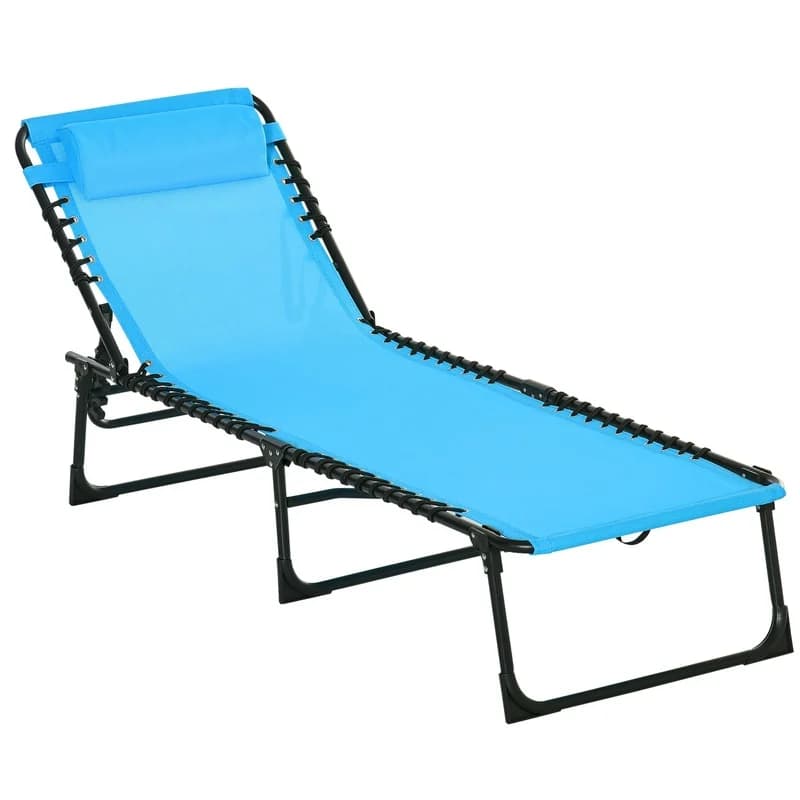 Sedia Pieghevole Outsunny per Piscina con 4 Posizioni Reclinabili, Seduta in Rete Traspirante, Schienale Imbottito, Sdraio Portatile per Spiaggia, Giardino, Patio - Blu