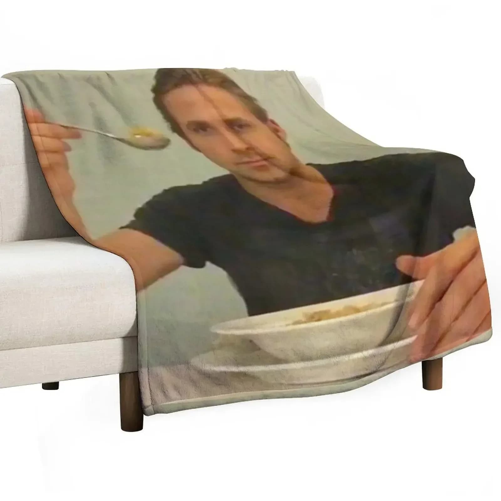 Coperta decorativa per divano con stampa Ryan Gosling che mangia i suoi cereali, grande e pesante, per divani e poltrone