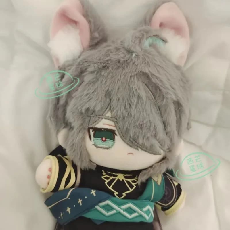 20CM Genshin Impact Alhaitham Peluche Vestire Bambola di Cotone Vestiti Cosplay con Scheletro Peluche Orecchie Regali di Natale Giocattoli per I Bambini
