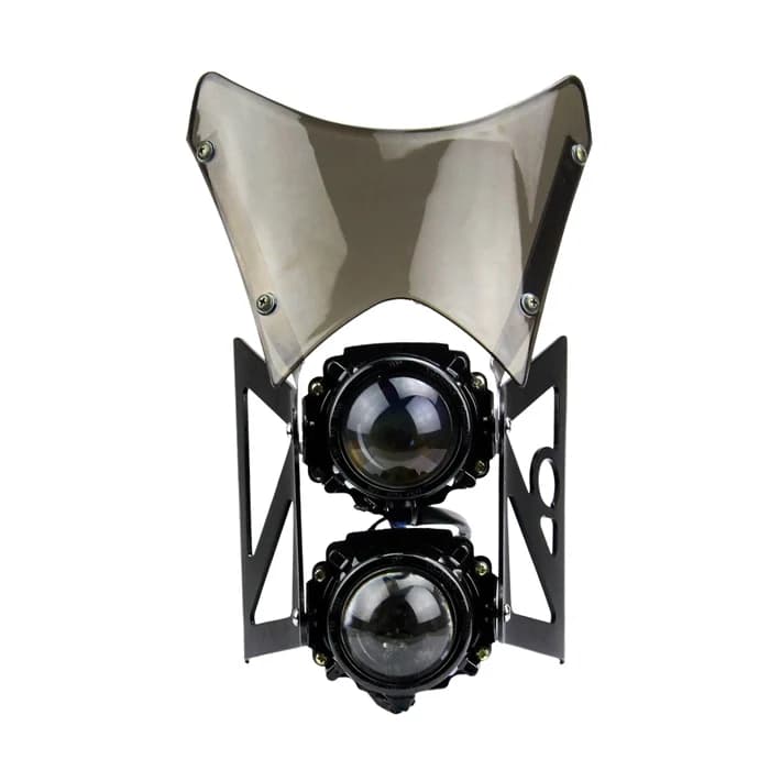 Faro doppio universale per moto da cross con staffa Proiettore per bici da strada Faro doppio sportivo con parabrezza