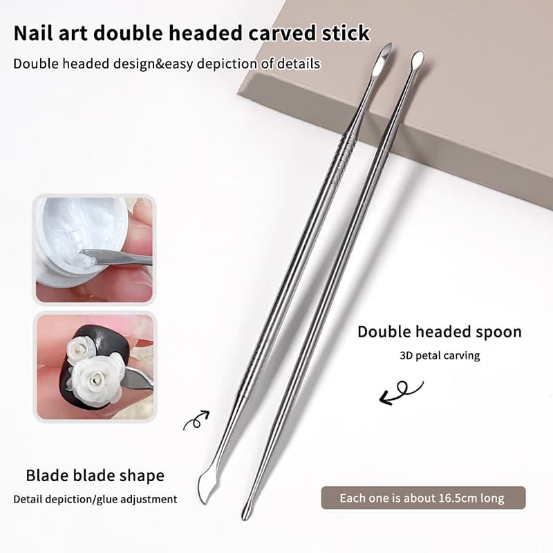 Collar Removal Tool for Dust Extension for Metal Double Head Nail Cut, Gel Removal Spatula, Enamel Dip Removal Tool