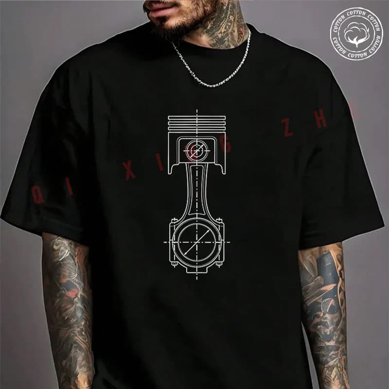 T-shirt da uomo Moto Petrolhead Engine Control Center T-shirt in cotone a maniche corte dal design raffinato Essential Top Tees