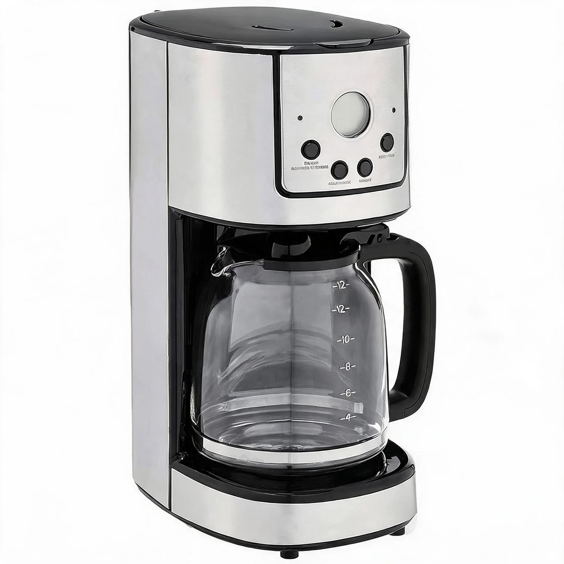 Programmable Coffeemaker with Carafe and Reusable Filter, Stainless Steel, 12 Cups, Black