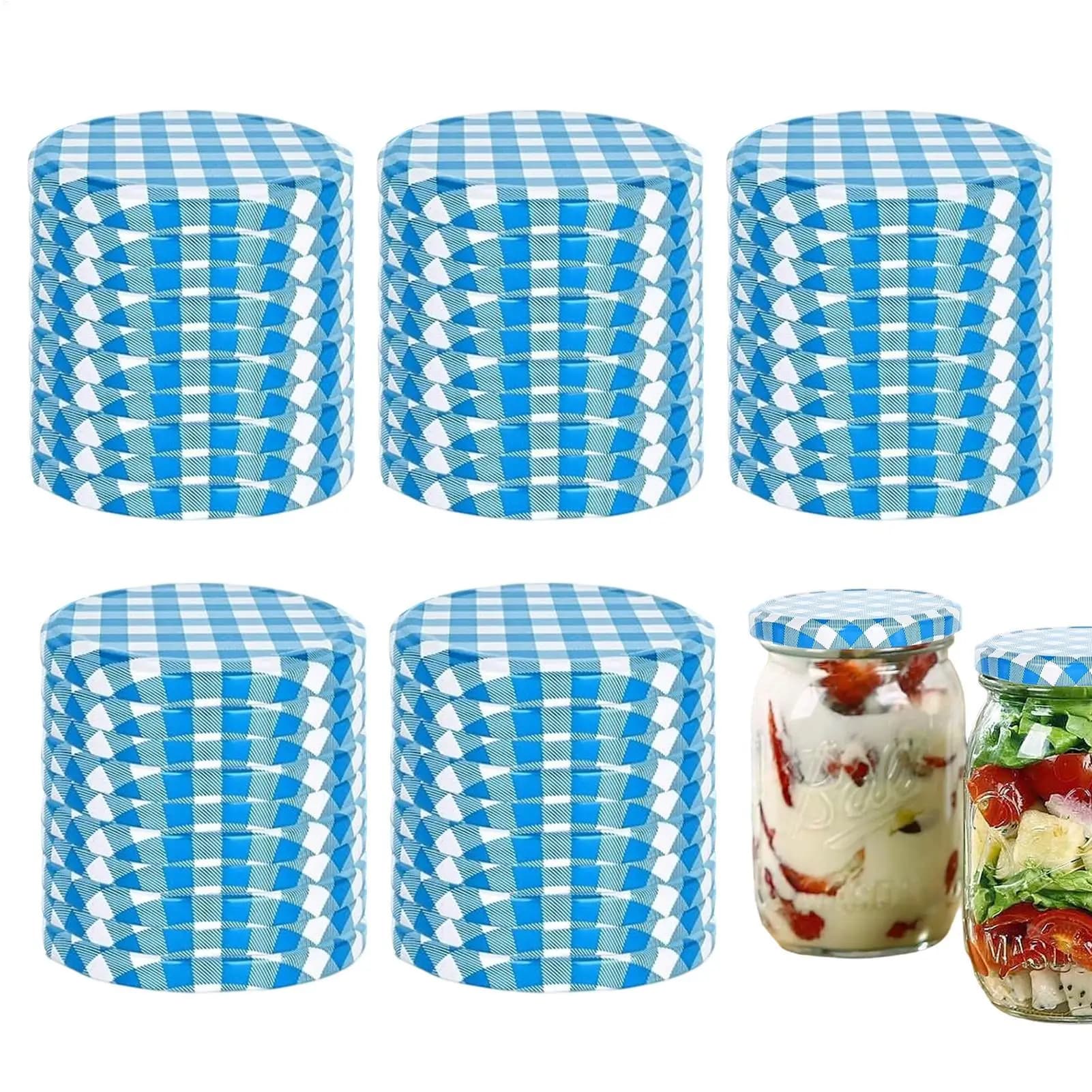 Canning Jar Lids 50 Piece Leak Proof Reusable Metal Cover 85mm Leakproof Replacement Caps For Jams Coffee Tea Fruits Food Oats