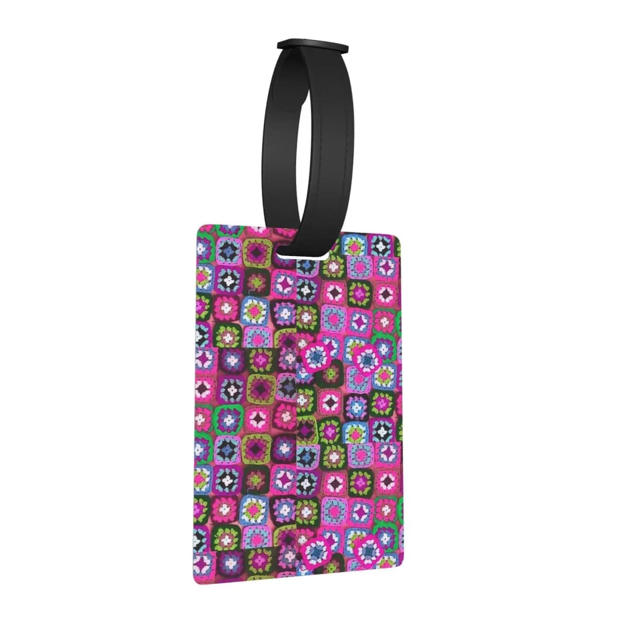 Etichette per Bagagli Vintage a Quadrati di Nonna all'Uncinetto, Accessori per Valigie, Etichetta per Bagaglio da Viaggio, Porta Nome e Indirizzo