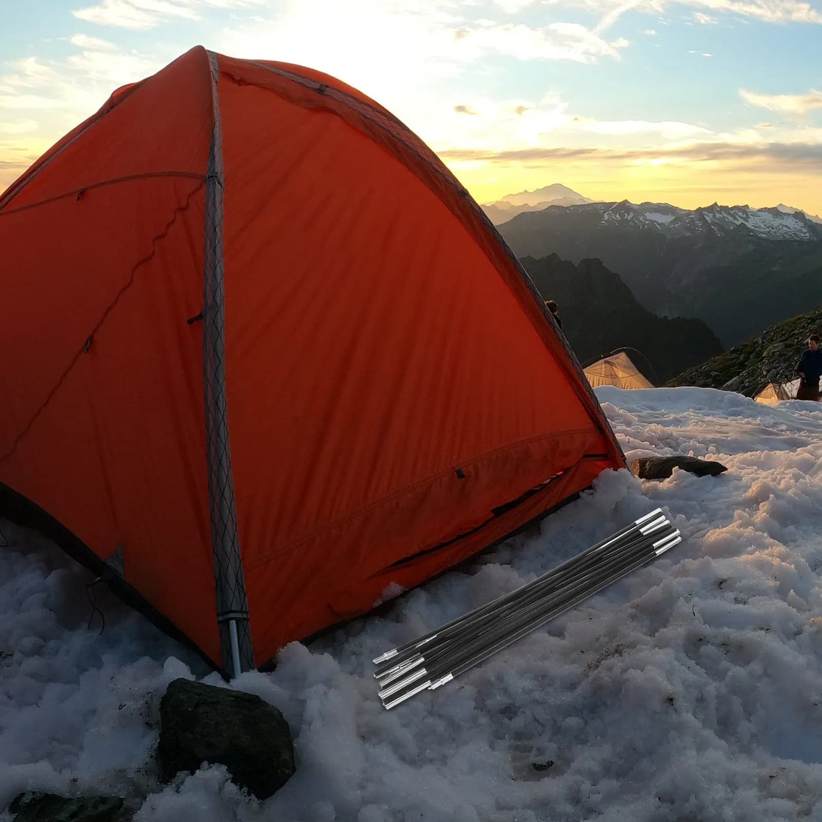 Kit di sostituzione per pali da tenda portatili da 2 pezzi in fibra di vetro, facile da usare, compatto e leggero, per campeggio, escursionismo, trekking, attrezzatura da esterno