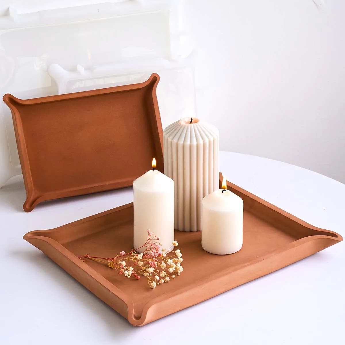 Square with Corner Storage Tray Silicone Mold DIY Nordic Jewelry Display Plate Crafts Making Plaster Resin Casting Molds Home De