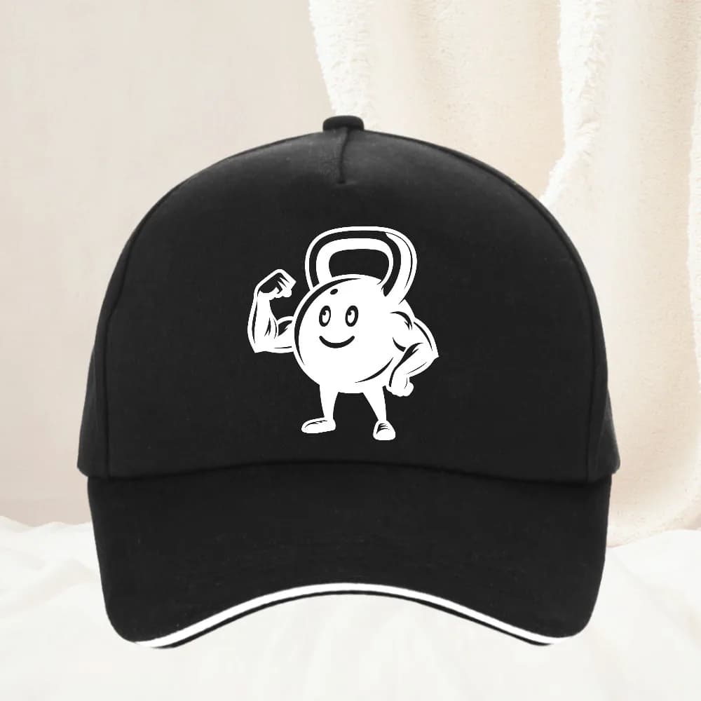 Cappellino da Baseball con Grafica Kettlebell, Moda Hip Hop, Cappello da Sole Casual per Fitness e Bodybuilding