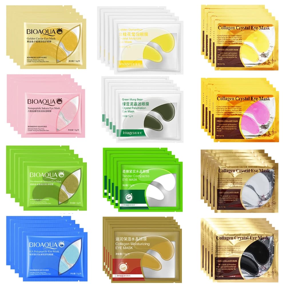 10 pz = 5 paia Maschera per gli occhi al collagene nero Patch per palpebre in cristallo Antirughe Umidità sotto gli occhi Cerchio scuro Rimozione Cuscinetto per gli occhi Maschere per il viso