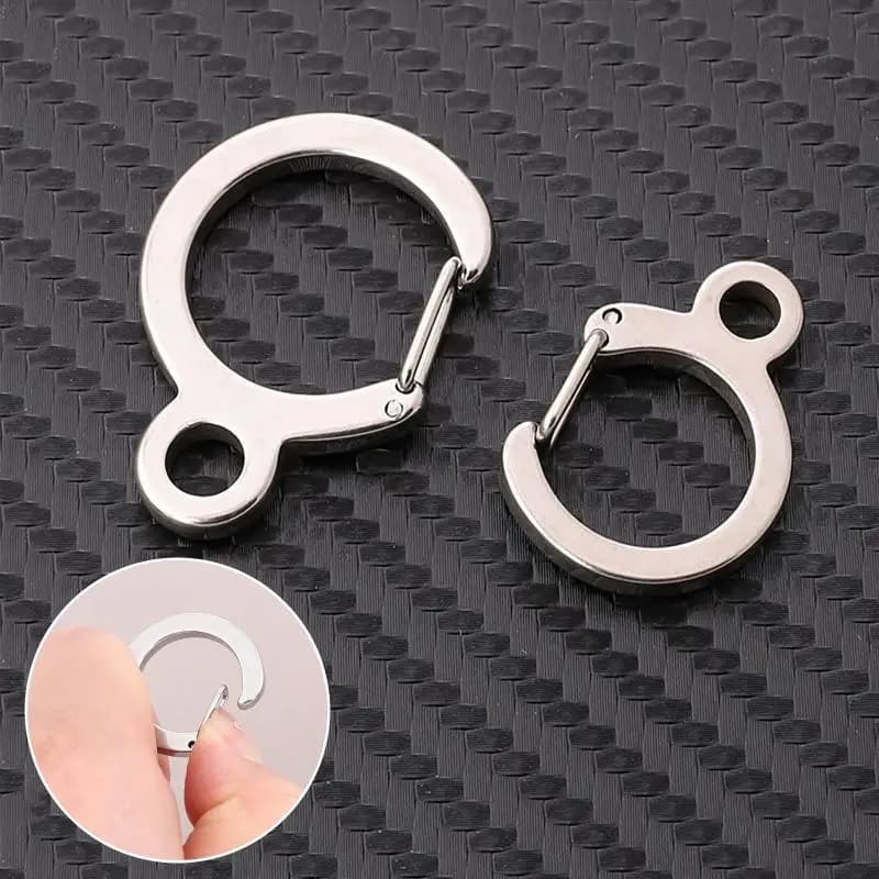 ●2/5Pcs Stainless Steel Key Ring Spring Snap Hook Keychain Pendant Clasp Outdoor Backpack Waist Strong Bearing Carabiner Buckle