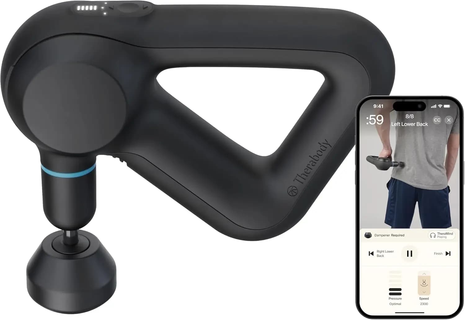Background Massage Gun with Bluetooth, 5 Speed to Relieve Pain, Back, Legs - Black