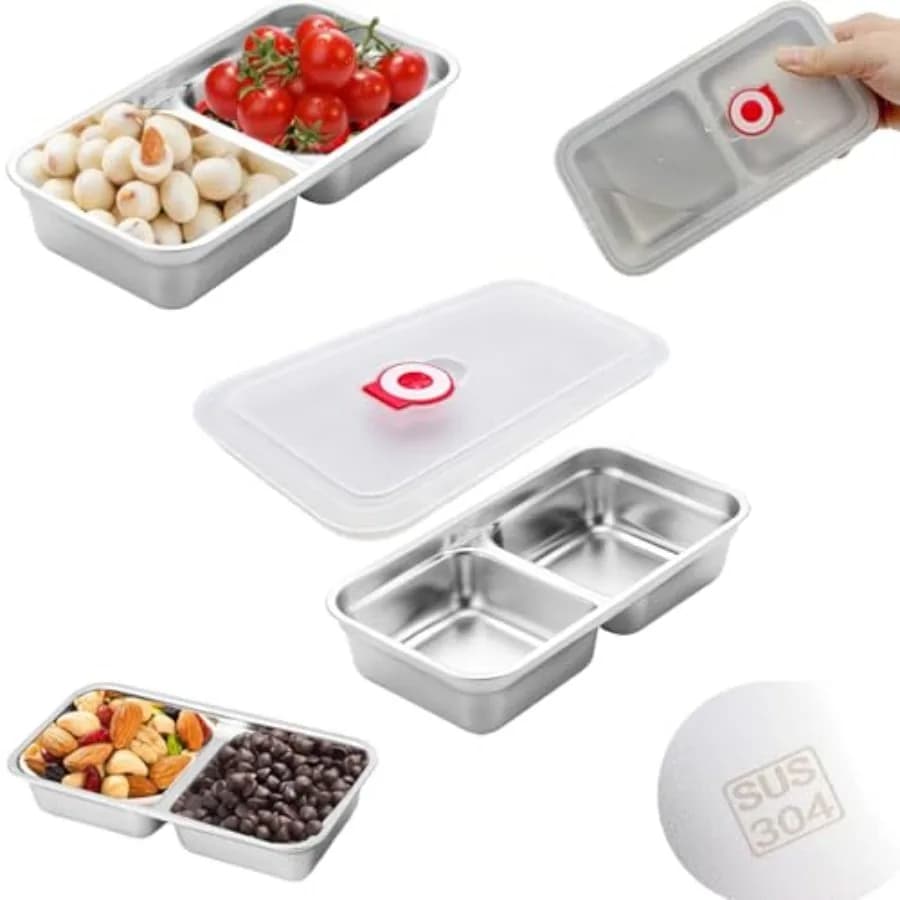 304 Stainless Steel Snack Containers, Grab and Go Snack Containers, 100% Leadproof, Food Grade, for Travel and Outdoor Camping,