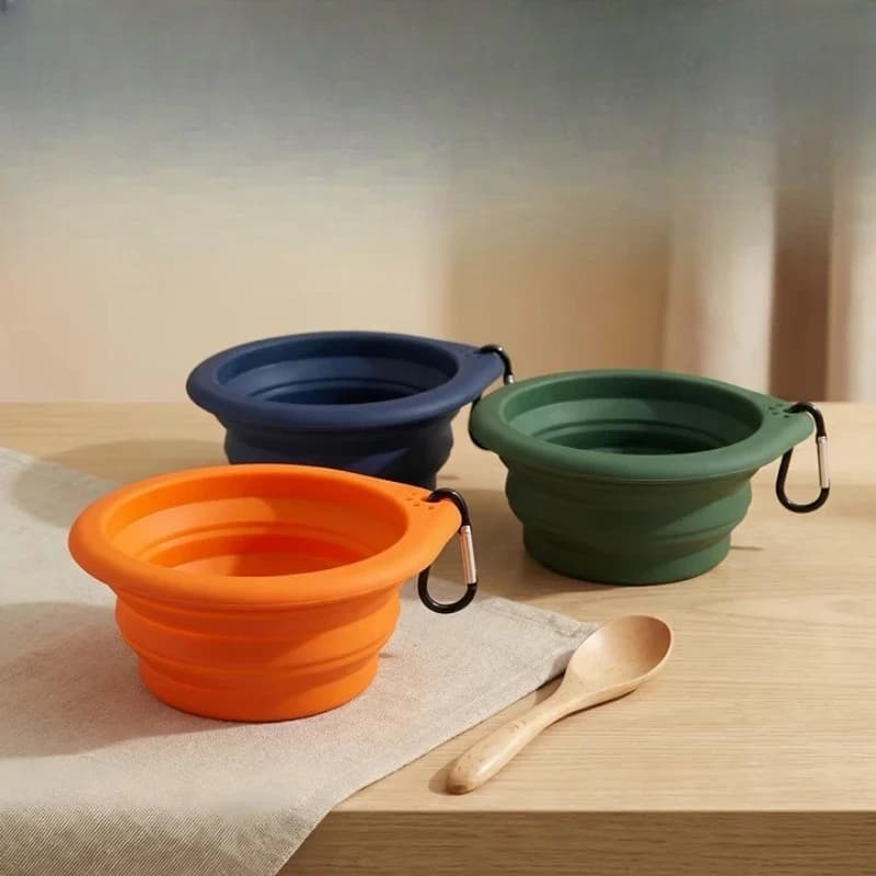 Foldable Silicone Pet Bowl Portable Round Dog Cat Feeding Bowl Outdoor Travel Food Water Feeder Dish