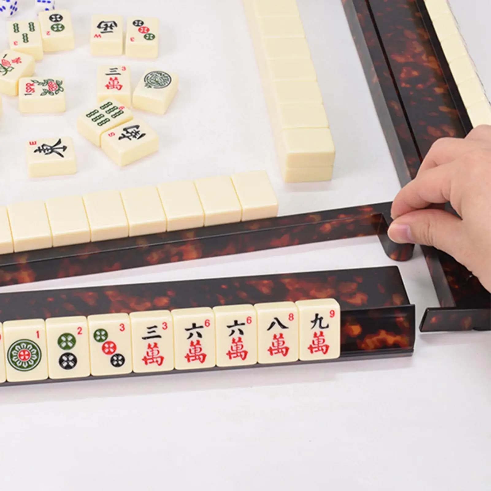 Porta Tessere Mahjong 4 Pezzi Antiscivolo, Organizzatore a Tartaruga con Spingi Tessere per Giocatori, Anziani, Hobbisti, Sala Giochi