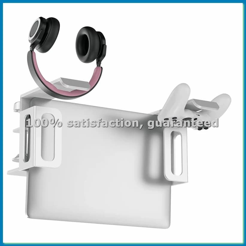 Supporto Verticale per Laptop, Organizzatore da Scrivania Senza Foratura, Supporto Regolabile per Laptop con Morsetto da Scrivania in Bianco-A22U