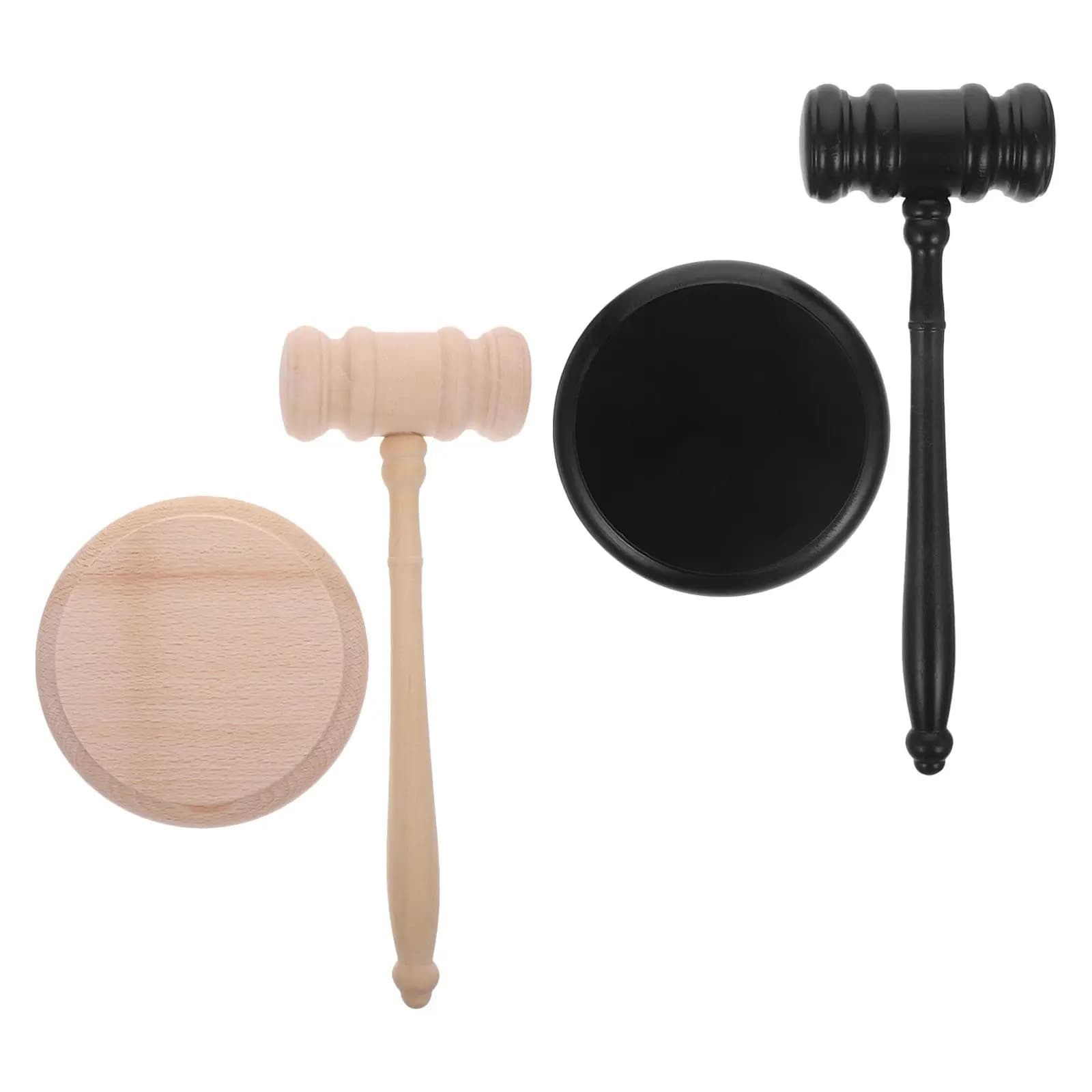Set di 2 Eleganti Martelli in Legno con Blocco Sonoro Abbinato per Avvocati, Giudici, Insegnanti, Dottoriato, Conferenze, Seminari, Workshop